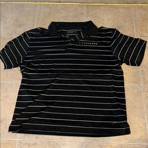 Nike Black and White Striped Polo Shirt